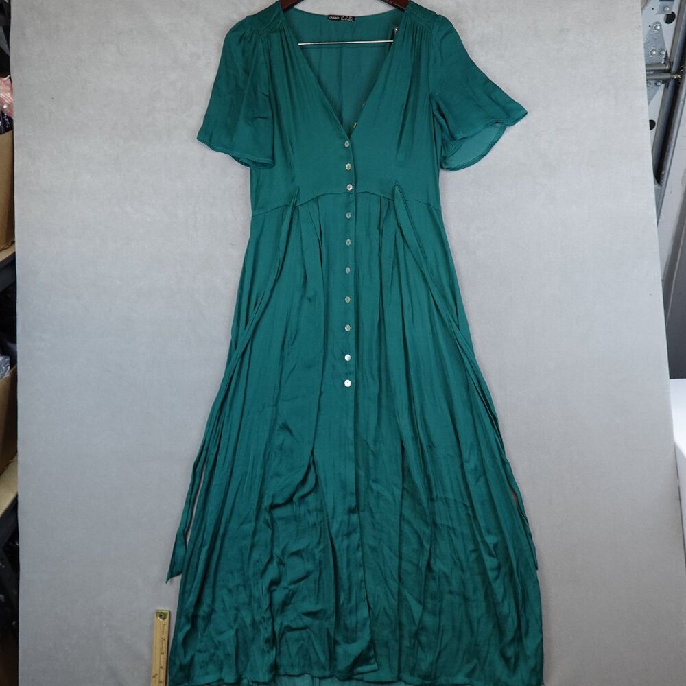 Oysho Green Satin Midi Dress